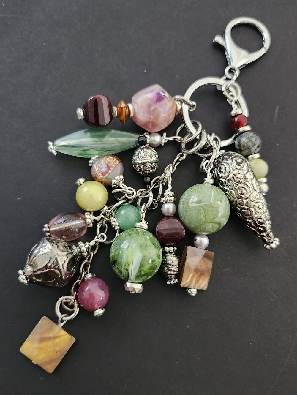 Upcycled MICHE Purse or Bag Charm Mixture of Stone Metal Lucite Handcrafted